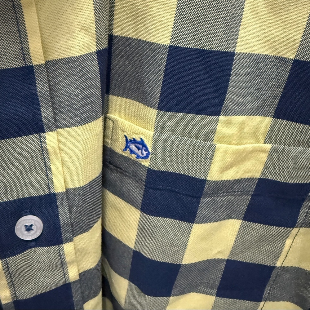 Southern Tide Yellow and Blue Checkered Classic Fit Button Down Long Sleeve - Picture 3 of 12